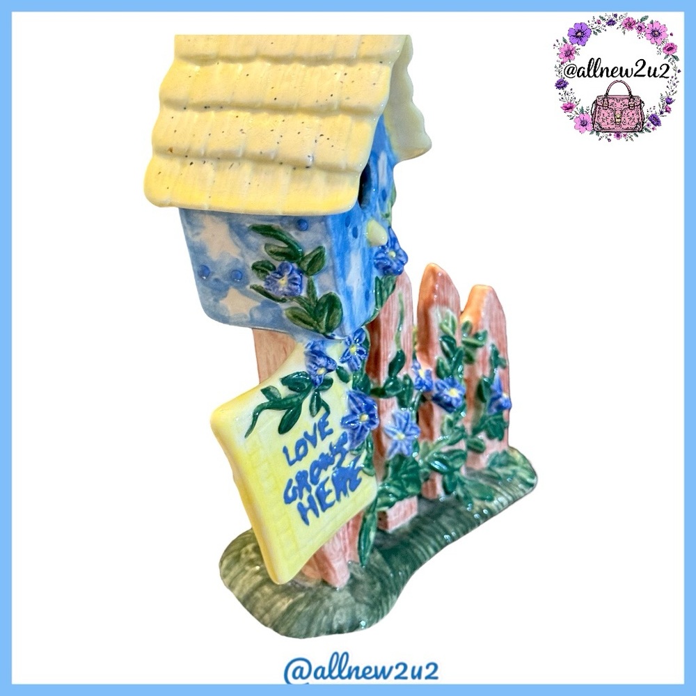 New Love Grows Here Handmade Ceramic Birdhouse Decor Handpainted Special Glazes - Picture 7 of 11